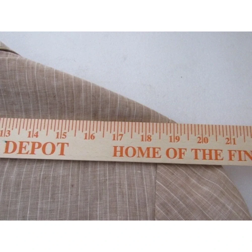 Lauren Ralph Lauren Slim‎ Beige Stripe Sz 44R 100% Linen Sport Coat Blazer